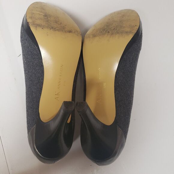 Anne Klein Women’s Two-Tone Grey Penny Loafer High Heels Size 10M Pre-Owned Good - Picture 13 of 15